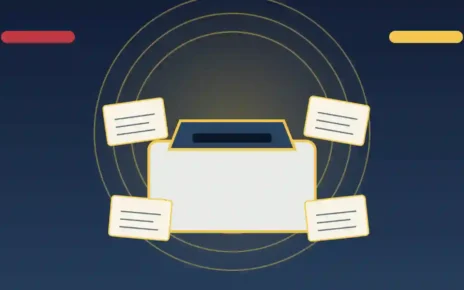 Urna de votación y papeletas abstractas en una ilustración editorial sobre el voto latino