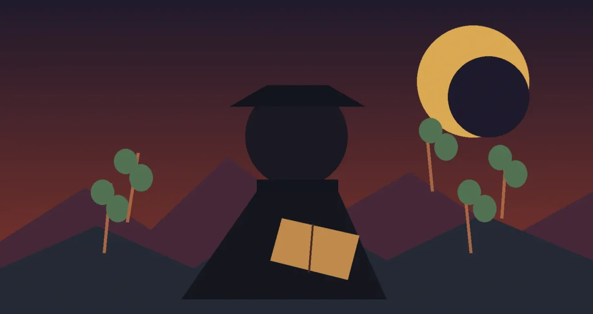 Ilustración editorial de una mujer con sombrero y libro frente a un paisaje mexicano