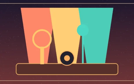 Ilustración editorial de un escenario íntimo con instrumentos de música latina