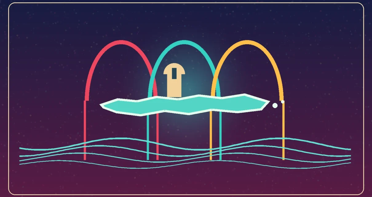 Ilustración editorial de Puerto Rico conectada con un escenario musical de tres actos