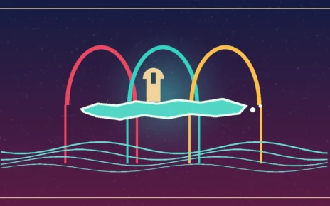 Ilustración editorial de Puerto Rico conectada con un escenario musical de tres actos