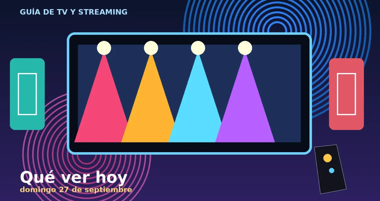 Televisor con luces de escenario y control remoto para una guía de TV y streaming