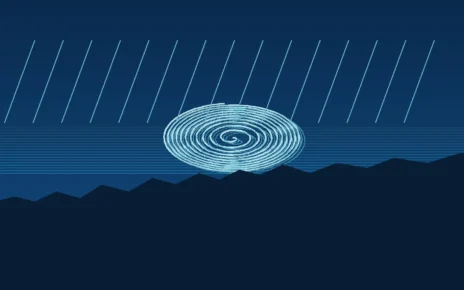 Ilustración de un sistema de tormenta sobre el océano Pacífico