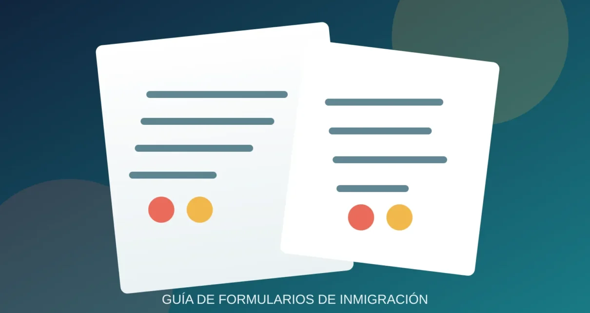 Documentos ilustrados que representan los formularios de inmigración I-539 e I-765
