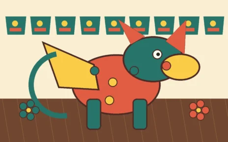 Ilustración colorida de un alebrije fantástico con rasgos de varios animales