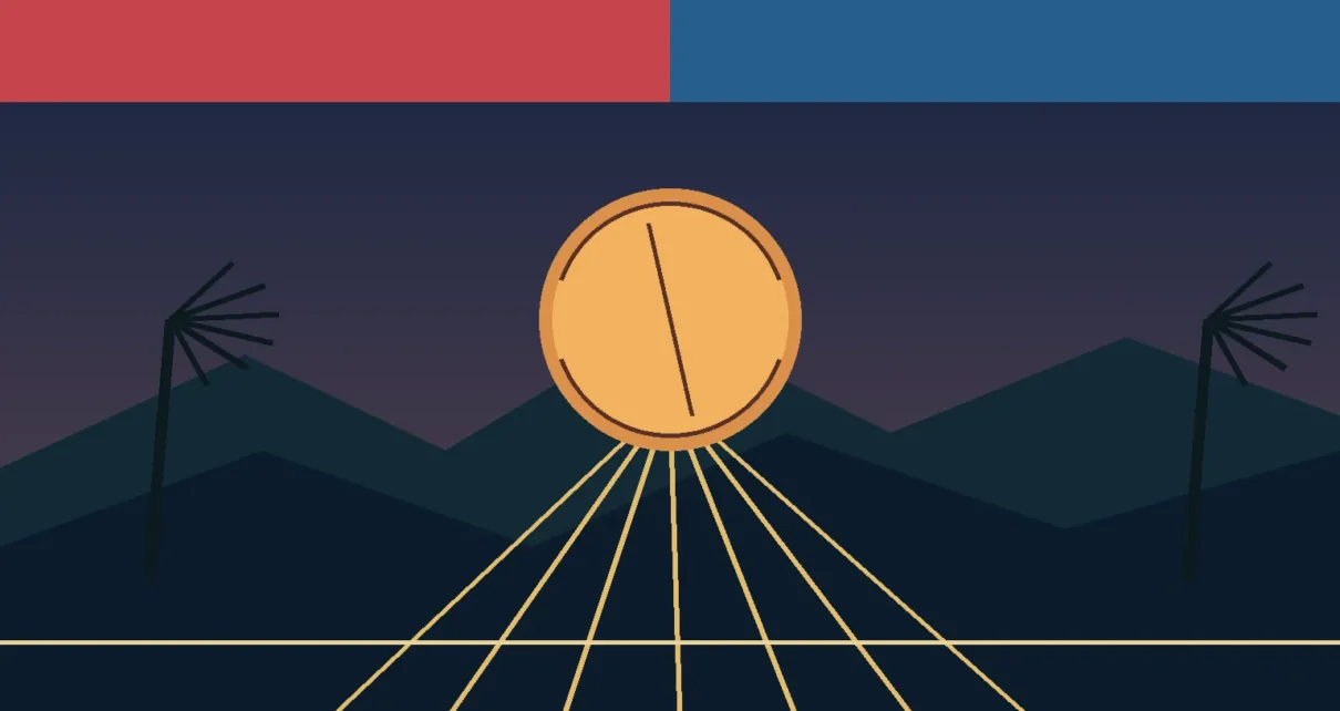 Ilustración editorial de Los Ángeles con una pelota y dos paisajes urbanos que simbolizan Crenshaw y Beverly
