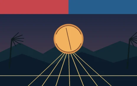 Ilustración editorial de Los Ángeles con una pelota y dos paisajes urbanos que simbolizan Crenshaw y Beverly