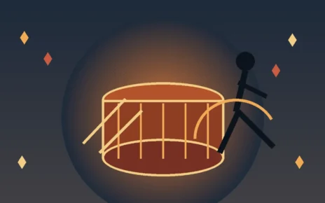 Tambor de bomba puertorriqueña y silueta de una persona bailando en una ilustración editorial